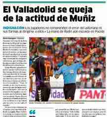 El Valladolid se queja de la actitud de Muñiz