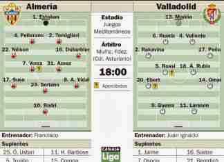 Hoy a las 18:00 horas, Almería – Real Valladolid