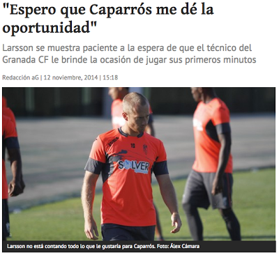 Larsson espera tener sus primeros minutos con el Granada