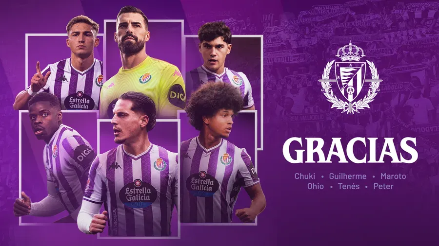 El Real Valladolid hace oficial la finalización de los contratos de 6 jugadores