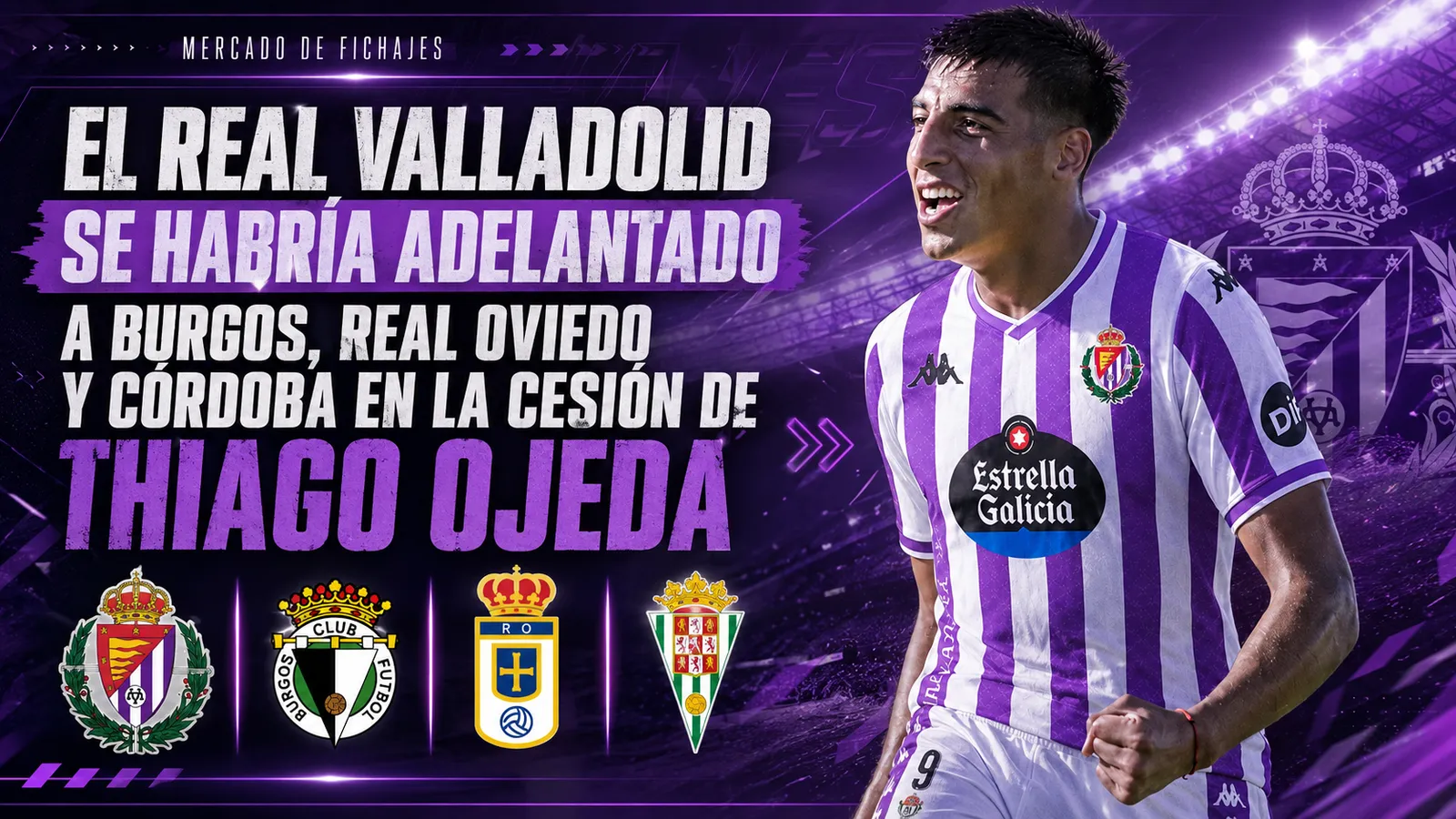 HERALDO DE LEÓN: El Real Valladolid se habría adelantado a Burgos, Real Oviedo y Córdoba en la cesión de Thiago Ojeda
