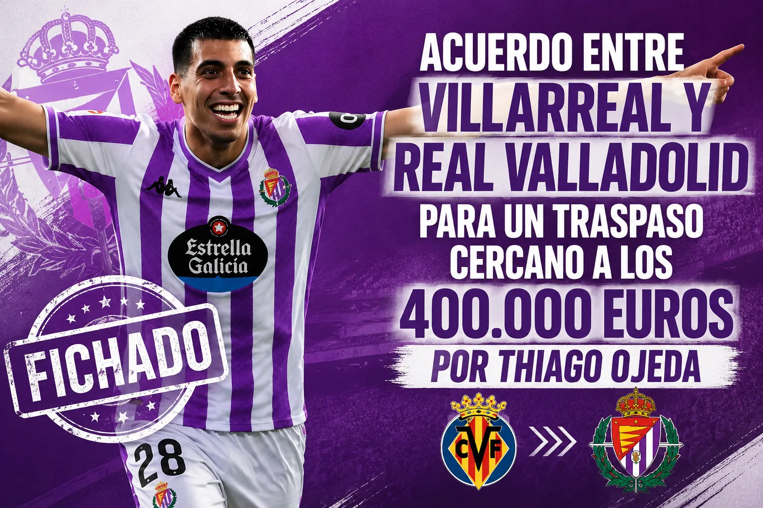 Radio MARCA: Acuerdo entre Villarreal y Real Valladolid para un traspaso cercano a los 400.000 euros por Thiago Ojeda