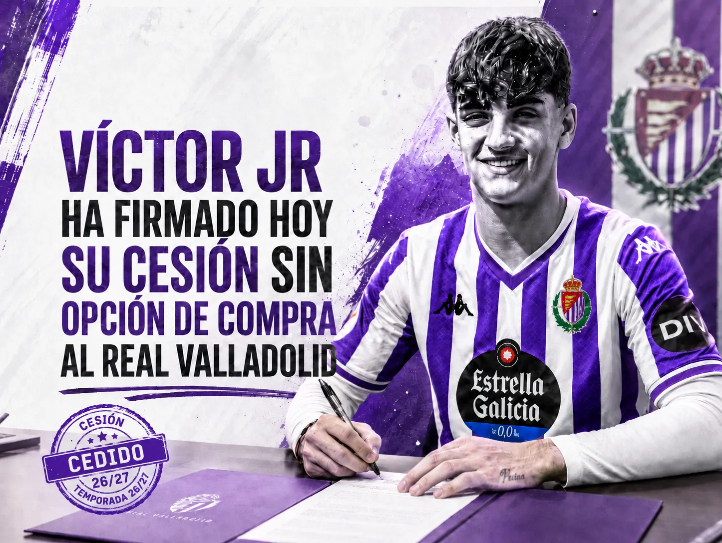 Víctor Jr ha firmado hoy su cesión sin opción de compra al Real Valladolid