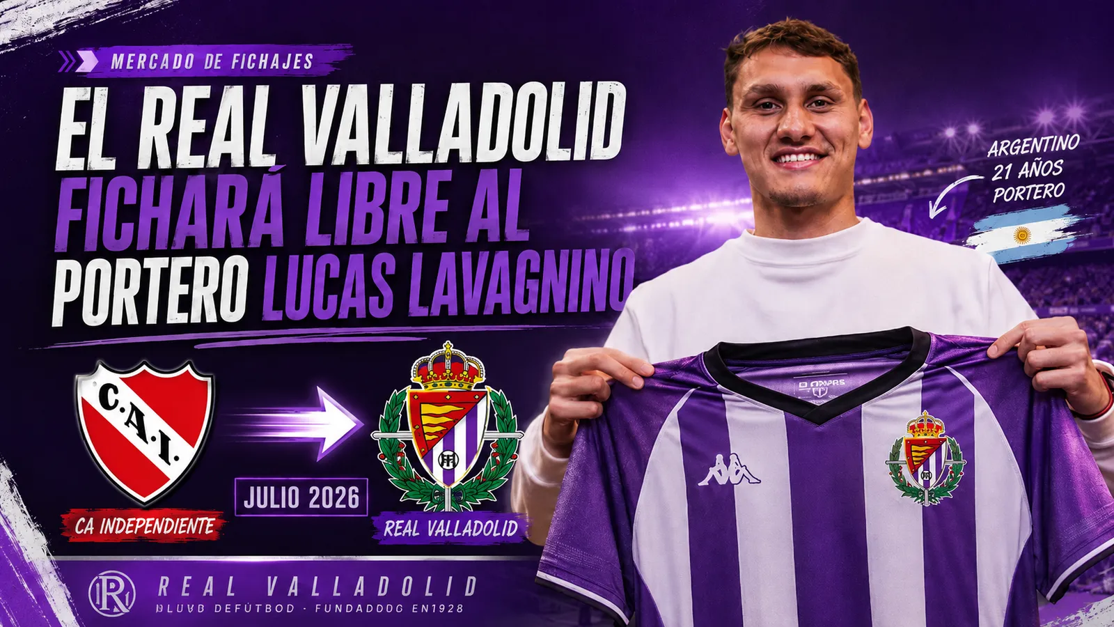 El Real Valladolid fichará libre al portero Lucas Lavagnino