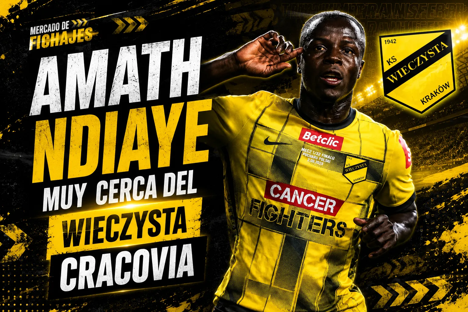 Amath Ndiaye muy cerca del Wieczysta Cracovia