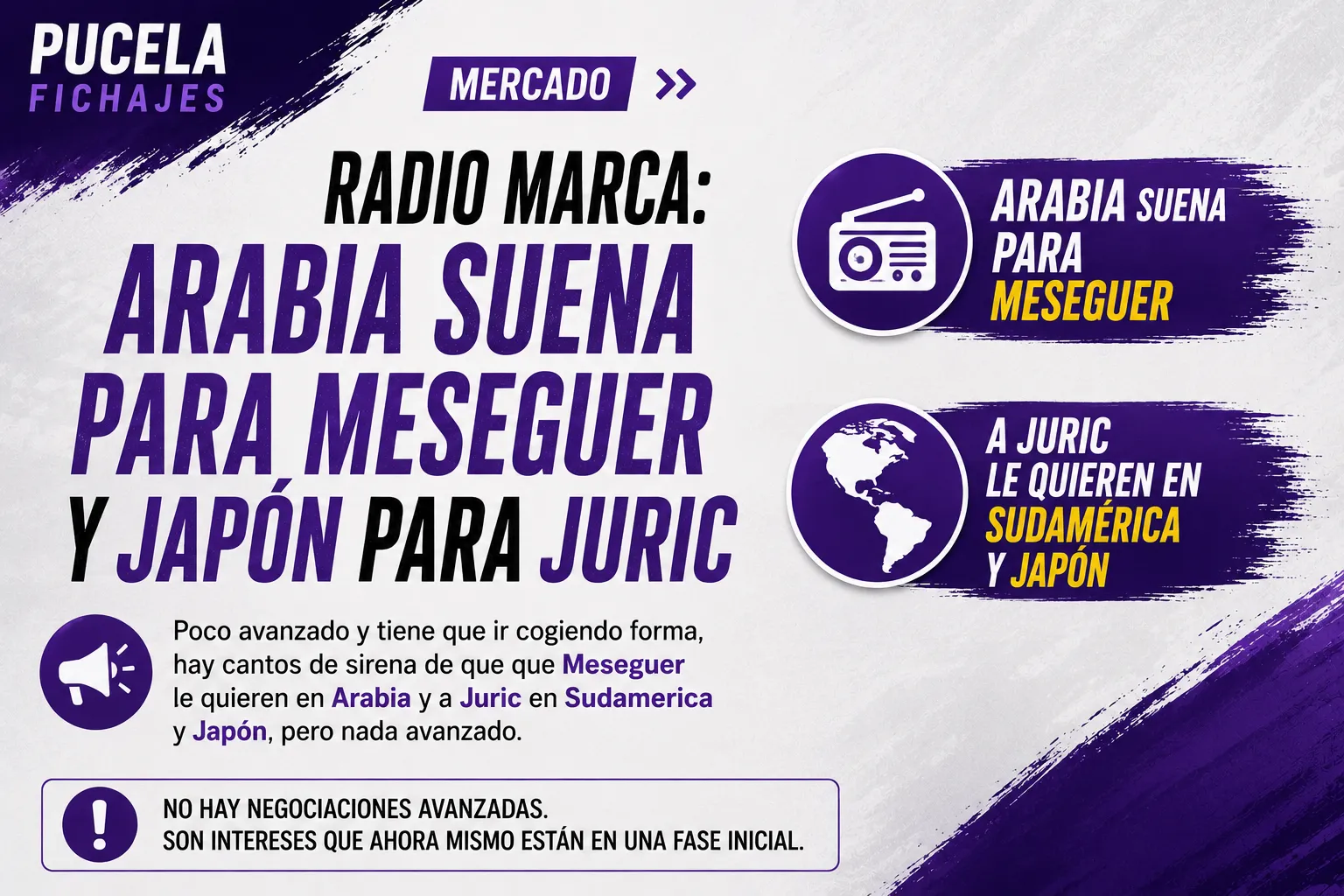 Radio MARCA: Arabia aparece en el horizonte de Meseguer y Jurić suma interés desde Sudamérica y Japón