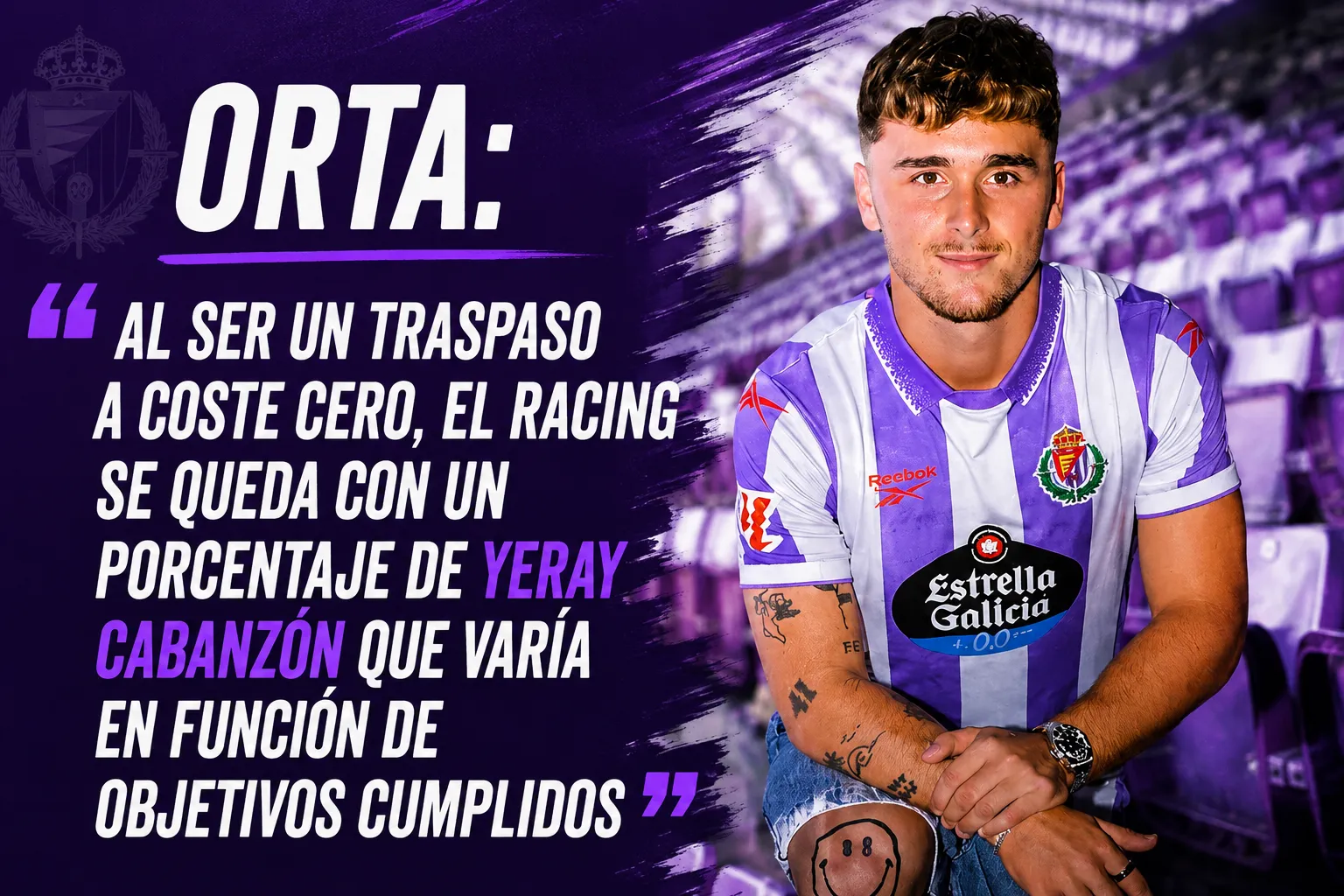 Orta: “Al ser un traspaso a coste cero, el Racing se queda con un porcentaje de Yeray Cabanzón que varía en función de objetivos cumplidos”