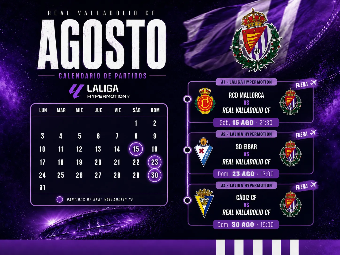Calendario de agosto: tres salidas consecutivas para abrir la temporada
