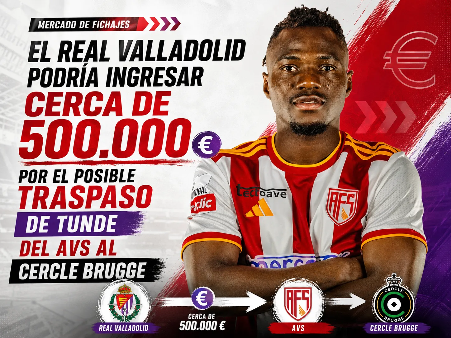 El Real Valladolid podría ingresar cerca de 500.000 euros por el posible traspaso de Tunde del AVS al Cercle Brugge