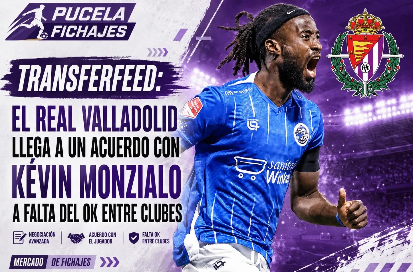 TRANSFERFEED: El Real Valladolid llega a un acuerdo con Kévin Monzialo a falta del OK entre clubes
