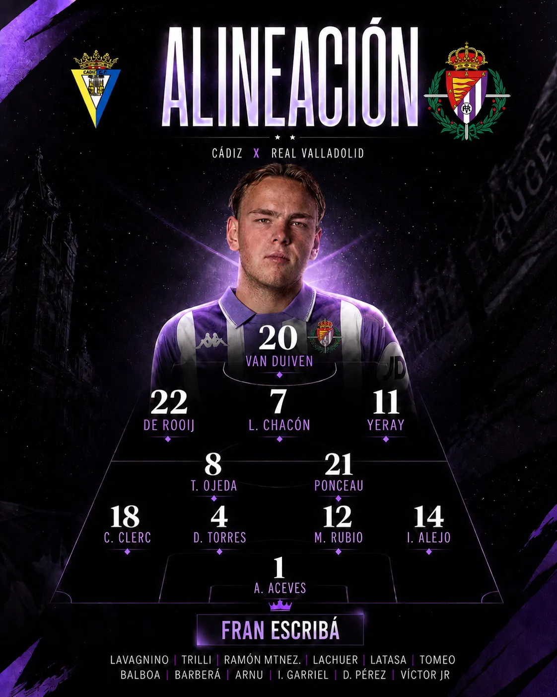 El Real Valladolid ya tiene once para medirse al Cádiz