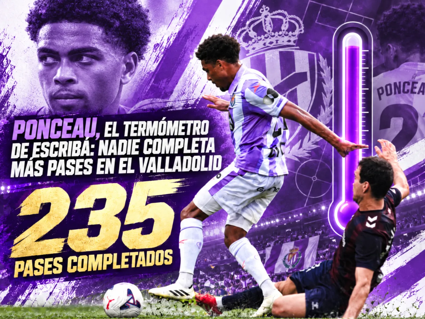 Ponceau, el termómetro de Escribá: nadie completa más pases en el Real Valladolid