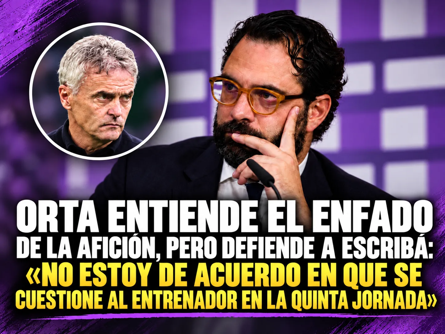 Orta entiende el enfado de la afición, pero defiende a Escribá: «No estoy de acuerdo en que se cuestione al entrenador en la quinta jornada»
