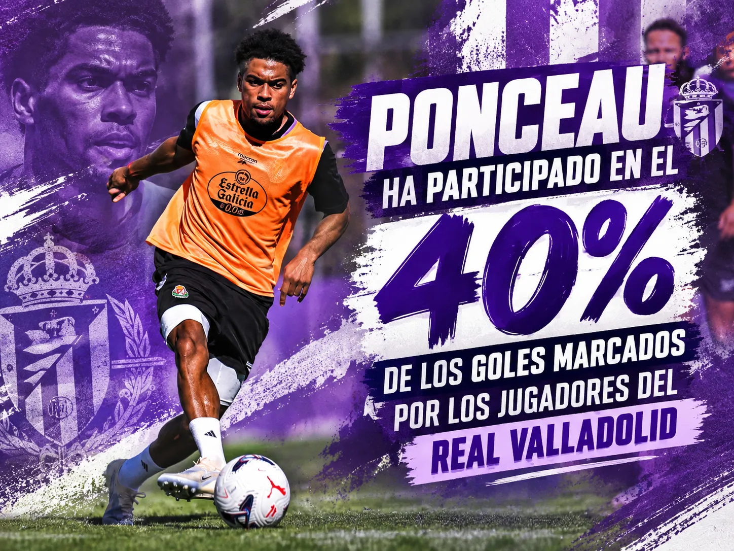 Ponceau ha participado en el 40% de los goles marcados por los jugadores del Real Valladolid