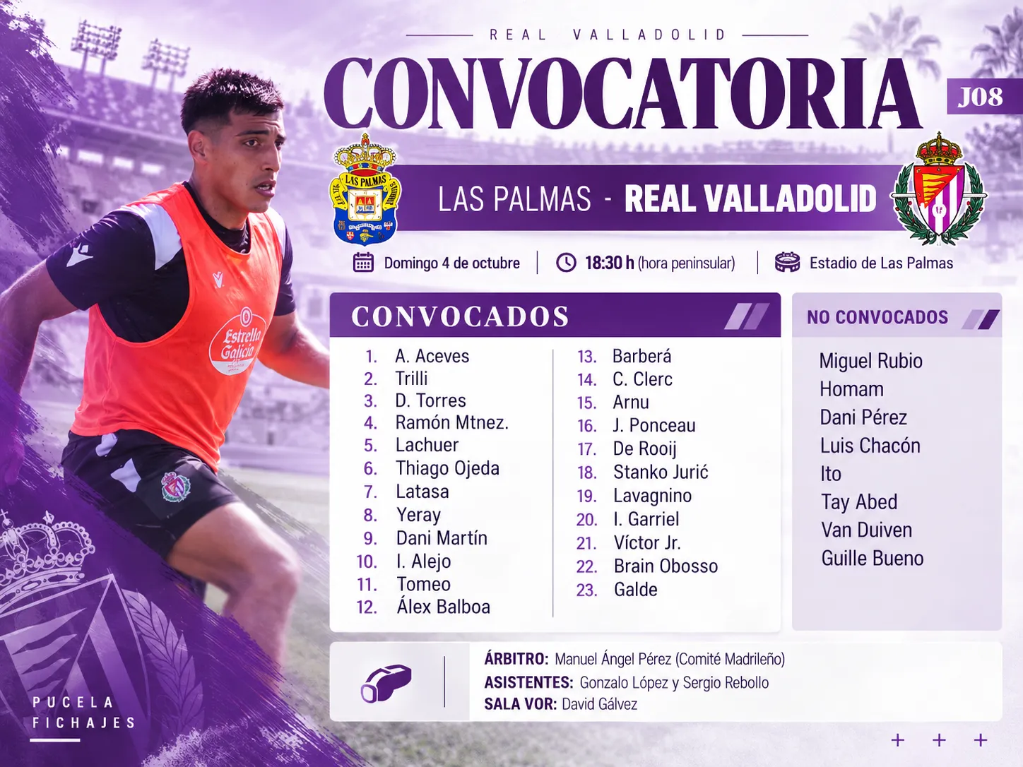 El Real Valladolid viaja a Las Palmas con 23 convocados y ocho ausencias