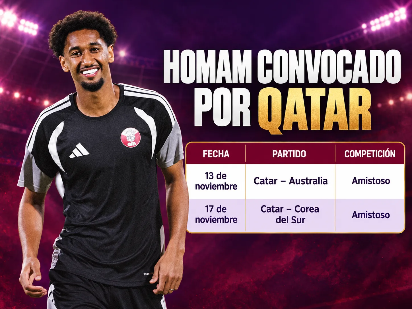 Homam convocado por Qatar